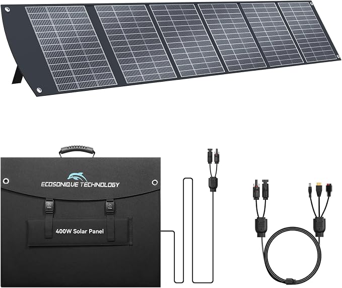 400W Portable Solar Panels CPC Material 3m 40V MC4 Cable & XT60 Anderson DC | Lightweight, Foldable, IP65 Waterproof, Solar Suitcase with Kickstands for Power Station, Generator, RV, Camping, Outdoor Use