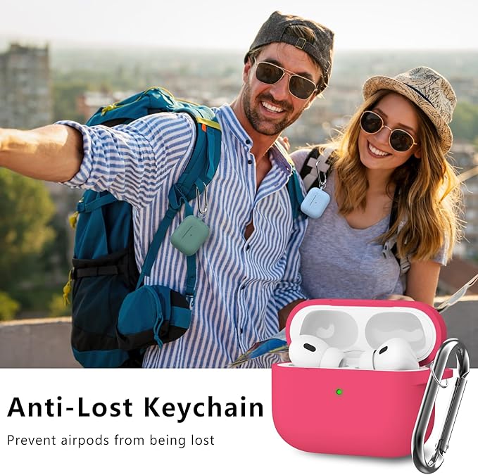 Ljusmicker for AirPods Pro Case Cover with Cleaner Kit,Soft Silicone Protective Case for Apple AirPods Pro 2nd/1st Generation Case for Women Men,AirPods Pro Case Accessories with Keychain-Rose Pink