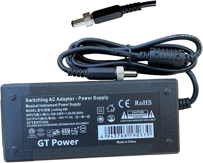 Threaded Locking AC Adapter Compatible with Soundcraft Ui12 Digital Mixer