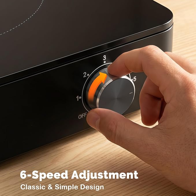 SilentPro Tech, 45dB Quiet Cooking Hot Plate: Portable Electric Burner with Boil-Dry Protection & 6 Heat Settings – Electric Stove with 2026 Precision Temp Control