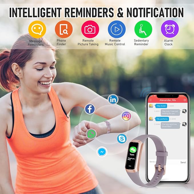 Fitness Tracker with 24/7 Heart Rate, Health Tracker with Calories Sleep Monitor, 1.10''AMOLED Touch Color Screen, Step Counter Activity Pedometer Smart Watch for Women Men