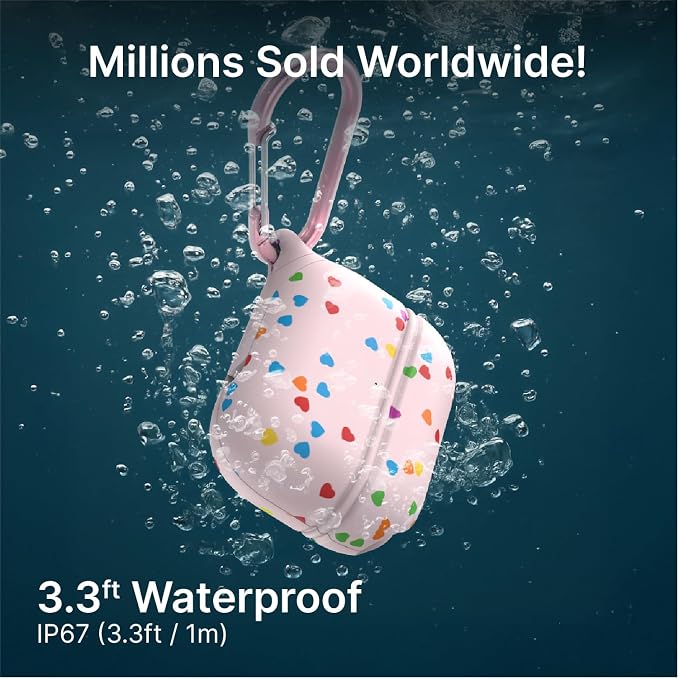 Catalyst Case for AirPods Pro 3, Waterproof IP67 & Drop-Proof Silicone Case Cover for Apple Airpod Pro 3, Wireless Charging Compatible, One-Piece Design with Carabiner for Active Lifestyles