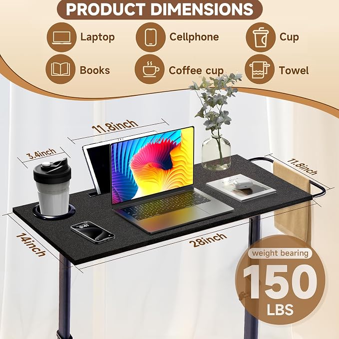 Adjustable Treadmill Walking Pad Desk, for Bike/Cycling Trainer, Workstation Standing Desk, Trainer Stand Table for Indoor, Treadmill Attachment-Exercise While Working or Watching TV, Black