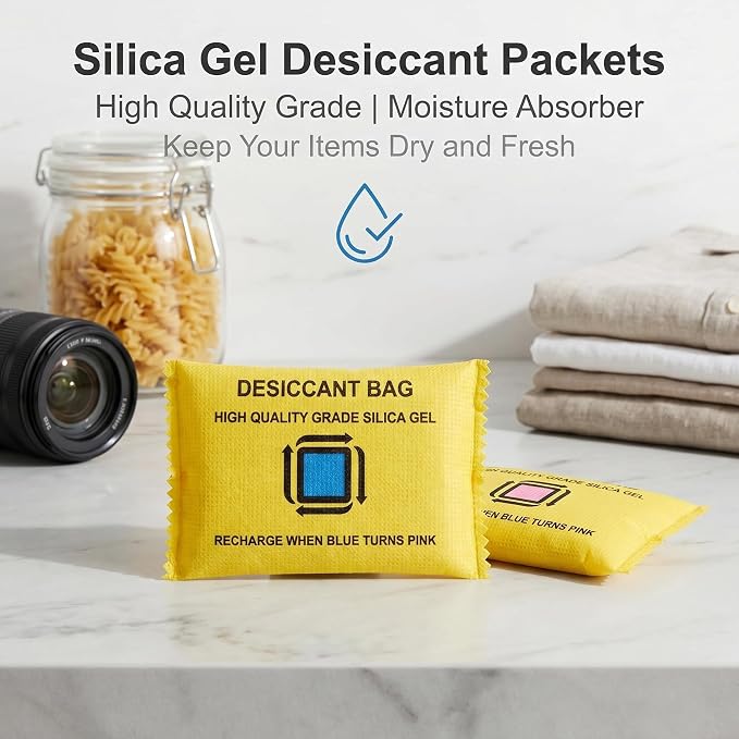 Rechargeable Desiccant - Reusable Silica Gel Packets, Moisture Absorbers,Color Changing Desiccant for Moisture Control & Storage,2 Pack