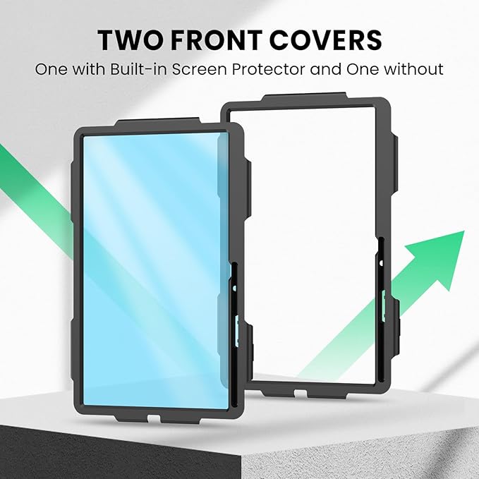 SEYMAC Case for Samsung Galaxy Tab S11 Ultra 5G 14.6 Inch 2025, Heavy Duty Shockproof Protective Case with Screen Protector, Rotating Stand and Hand/Shoulder Strap, Black