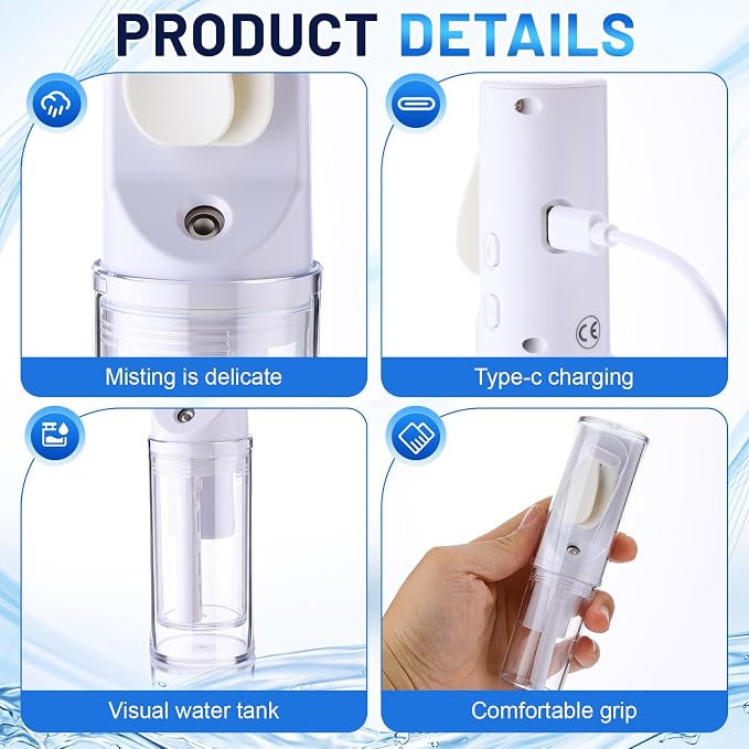 6 Pack Portable Misting Fan Handheld Rechargeable Fan Mini Battery Operated Fans with 4 Speeds Water Mist for Women Men Home Office Travel Makeup Outdoor(White, Black, Pink, Purple)