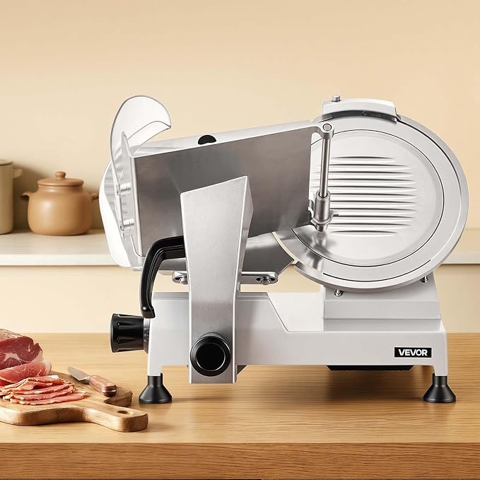 VEVOR Commercial Meat Slicer, 320W Electric Deli Food Slicer with 12" Carbon Steel Blade, Built-In Sharpener & 0-0.6" Adjustable Thickness for Frozen Meat, Ham, Baguett, Steak, UL Approved
