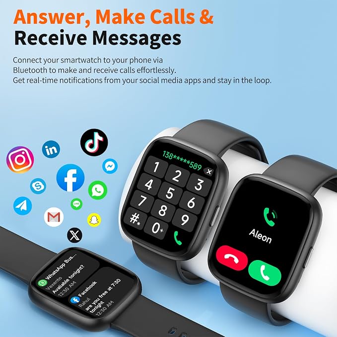 2026 Upgraded Smart Watch Alexa Built-in【1.83" HD Touchscreen】【BT5.3 Call, 100+ Sports Modes & IP68 Waterproof】 Fitness Tracker 24/7 Heart & Sleep Monitor for Android iOS Men Women