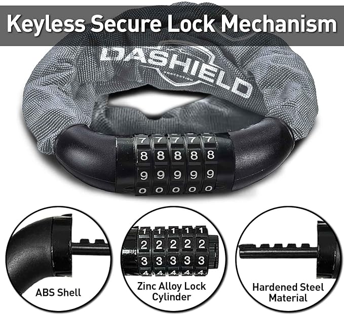 Bike Chain Lock Security 5 Digit Resettable Combination, 38.6 inches Heavy Duty Anti Theft Lock Chain for Bicycle, Motocycle, Scooter, Gate, Fence (Gray, 3.2ft)