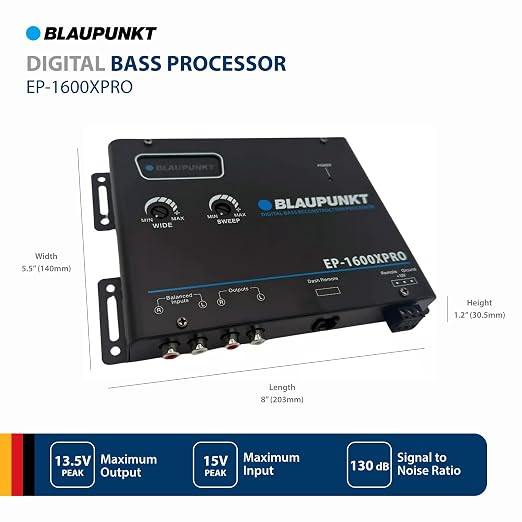 Blaupunkt EP-1600XPRO Digital Bass Enhancer Processor - Digital Sound Restoration, Maximizer & Reproducer - Car Audio Booster - Black