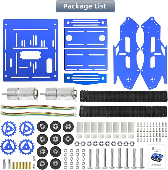 Tank Car Chassis with Motor, Shock Absorbing Robot Chassis Full-Metal Robotic Moving Platform Track Chassis for RaspberryPi Arduino DIY Maker Smart Robot Car Chassis Kit (Blue, With Encoder motor)
