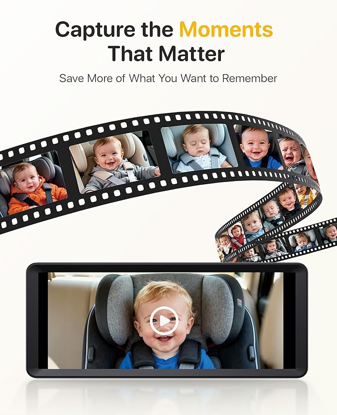 LUCKVIEW BM5 MAX Dual Baby Car Camera, 1080P HD with Record & Playback, 7.2” Split-Screen Display, Auto Night Vision, Easy Installation Rear-Facing Car Seat Camera for Baby