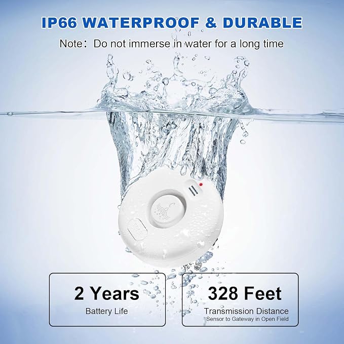 WiFi Water Leak Detector for Home 5pack, 120dB Adjustable Alarm, Smart Water Sensor Alarm, Wireless Water Leak Alert with App Notification, 5 Sensors & 1 Gateway for Bathroom,Laundry,Kitchen