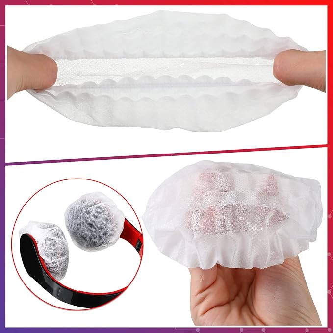 Hoteam 500 Pcs Disposable Headphone Covers, Non-Woven Sanitary Headphone Hygiene Covers for Over-Ear Headphones (8-11cm), Ideal for Gyms, Salons, Call Centers & Shared Headsets, White