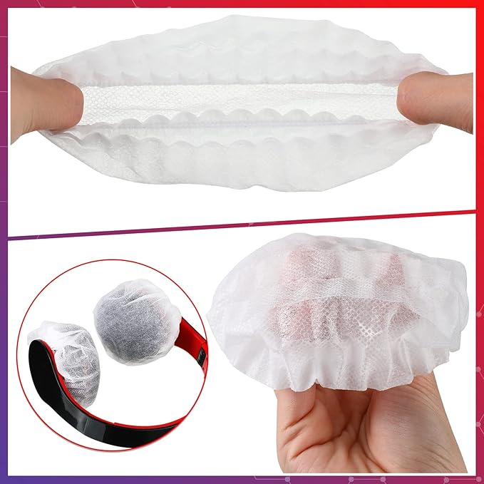 Hoteam 1000 Pcs Disposable Headphone Covers, Non-Woven Sanitary Headphone Hygiene Covers for Over-Ear Headphones (8-11cm), Ideal for Gyms, Salons, Call Centers & Shared Headsets, White