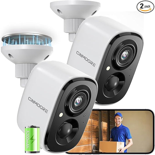 2 Pack 2.5K Security Camera Wireless Outdoor, 2.4G WiFi Battery Powered Outdoor Camera, Magnetic Mount Cameras for Home Security, Color Night Vision, Spotlight, Siren Alarm, 2-Way Talk