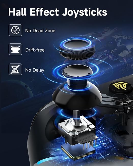 EasySMX X15 Wireless PC Controller with Hall Effect Joysticks & Triggers, RGB Lighting, 2 Back Buttons, 1000mAh Battery, Bluetooth Game Controller for Windows PC, Steam, Switch & Android