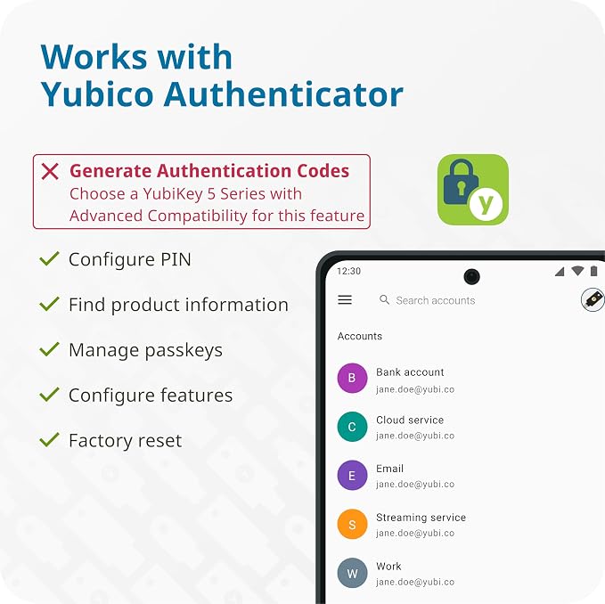 Yubico - Security Key NFC - Basic Compatibility - Multi-Factor authentication (MFA) Security Key, Connect via USB-A or NFC, FIDO Certified (Pack of 2)