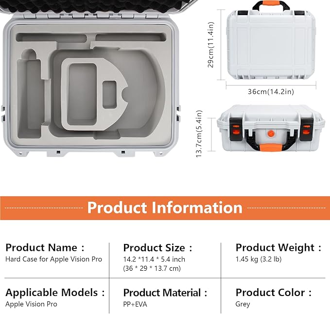 AMAZEAR Hard Case for Apple Vision Pro,Perfect for Storing Vision Pro and Battery at Home or While Traveling, Large Capacity Apple VR Waterproof Hard Case, Premium Apple Vision Pro Accessories