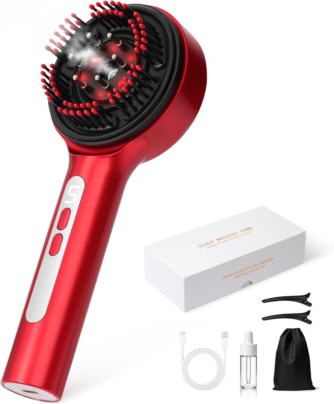 Electric Scalp Massager, 5-in-1 Scalp Spa Device with Clean Water Mist Reservoir, 3D Deep Kneading Massage, USB-C Rechargeable, Portable Scalp Care Tool