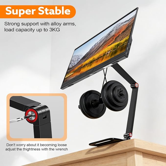 Portable Travel Monitor Stand, Strong Magnetic Portable Monitor Holder, iPhone/iPad Stand for 4.7" 12.9" 15.6" 16" 17.3" 18.5'' Screens, Universal Screen Extender Base Adjustable Tablet Holder