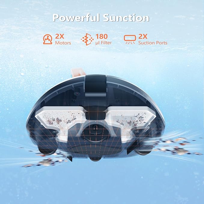 Planet Cordless Robotic Pool Vacuum with 100-120 Minutes Runtime, Powerful Suction, Auto-Parking, Robotic Pool Cleaner for for Above Ground Pool and Flat Pools