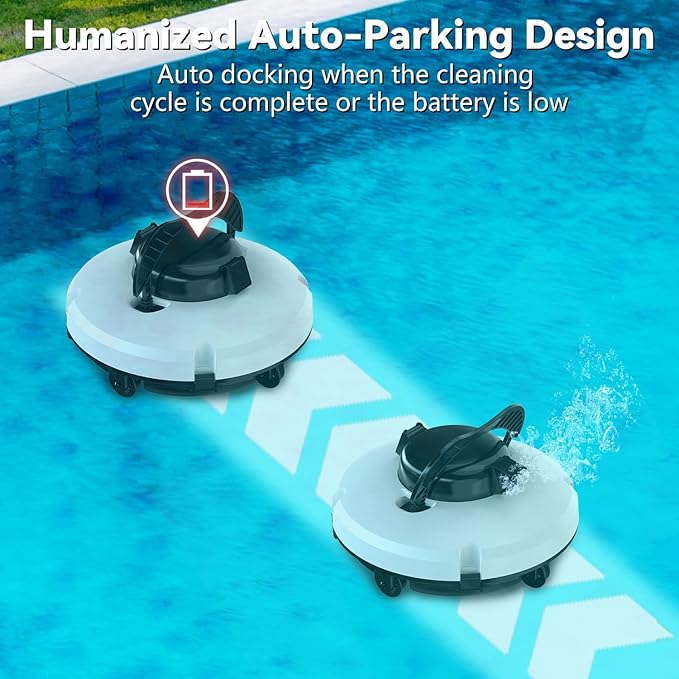 Upgrade Robot Pool Vacuum for Above Ground Pool, Cordless Robotic Pool Cleaner Dual Motors, 120 Mins Runtime, Auto-Dock, Automatic Pool Vacuum Cleaner for In-Ground Flat Pools Up to 1000 Sq.Ft
