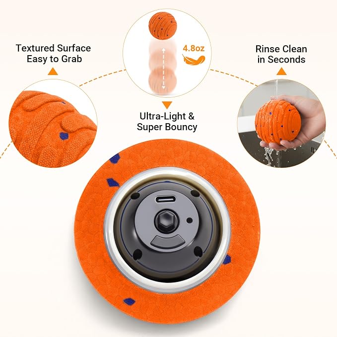 Smart Interactive Dog Toy with Remote Control, E-TPU Toy Ball for Aggressive Chewers, Automatic Moving, IPX6 Waterproof, Rechargeable Rolling Ball for Small/Medium/Large Dogs, ORG&BLU