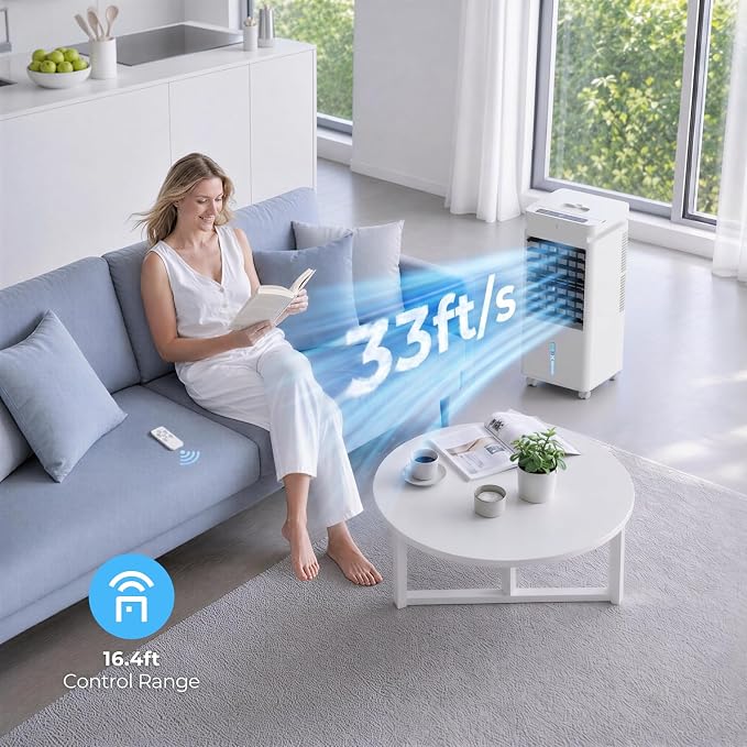 Portable Air Conditioners, 3 Wind Modes, 12 Speeds, 70° Oscillation, XL Water Tank, Evaporative Air Cooler, Swamp Cooler Air Conditioner Portable, Personal Air Conditioner Air Cooler for Bedroom Room