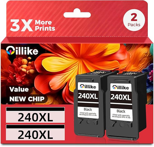 240XL Black Ink Cartridges Replacement Compatible for Canon PG-240 XL 240XL pg240 pg240xl Combo Pack for PIXMA MG3620 MG3600 MG3520 TS5120 MG2120 MX472 MX452 MX512 MX532 Printer (2 Black)