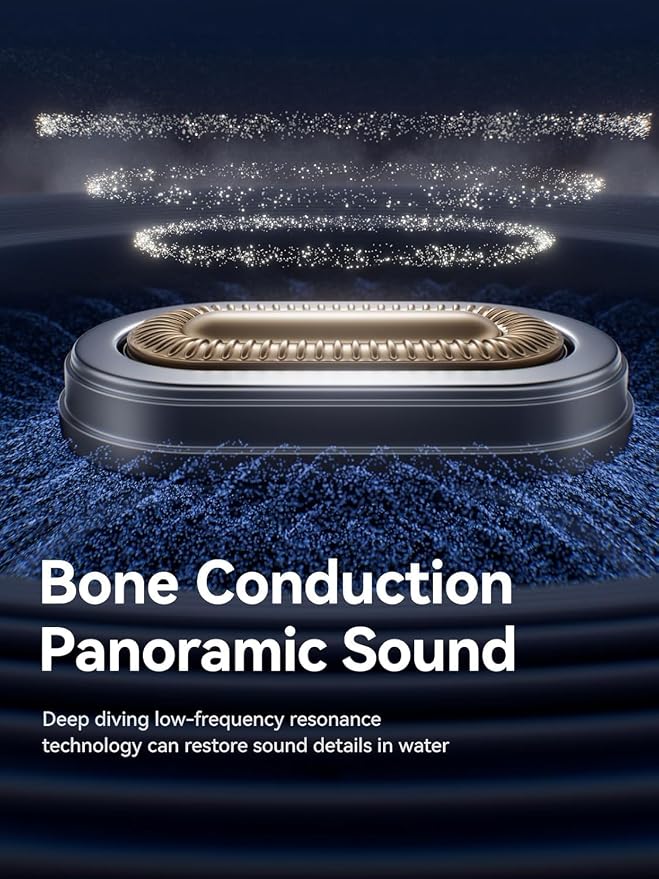 Sanag B33S Bone Conduction Headphone Swimming, IPX8 Waterproof Underwater Earphone, Bluetooth Open Ear Earbuds with Mic, 32GB MP3 Memory, Noise Reduction Call, 8H Playtime for Running Sport Swim, Blue