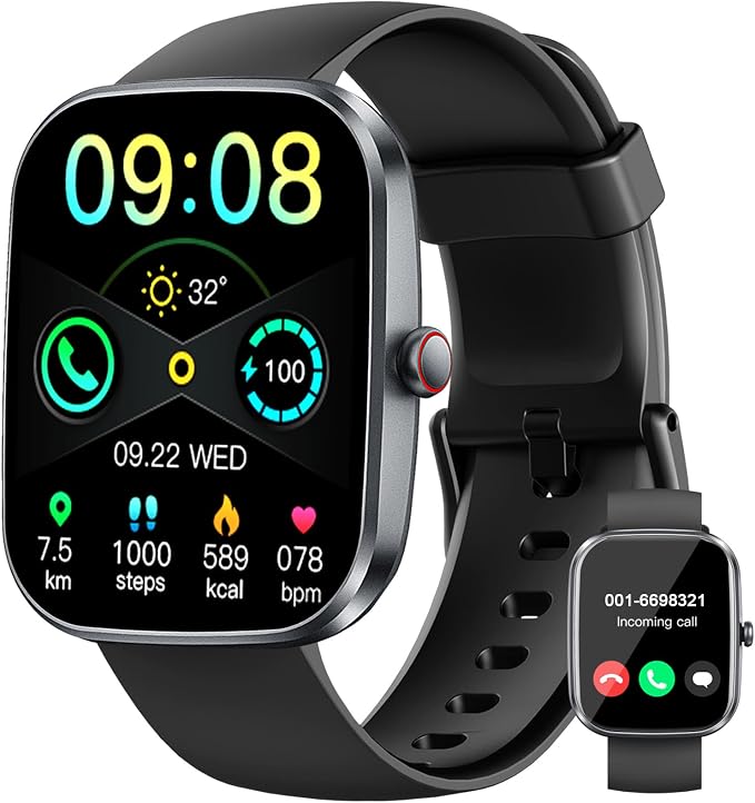 Smart Watch(Answer/Make Call), 1.91" TFT HD Smartwatch for Men Women with 30 Days Standby, 24/7 Sleep Monitor & Heart Rate/Pedometer/IP68 Waterproof/110+ Sport Modes, Fitness Activity for Android iOS