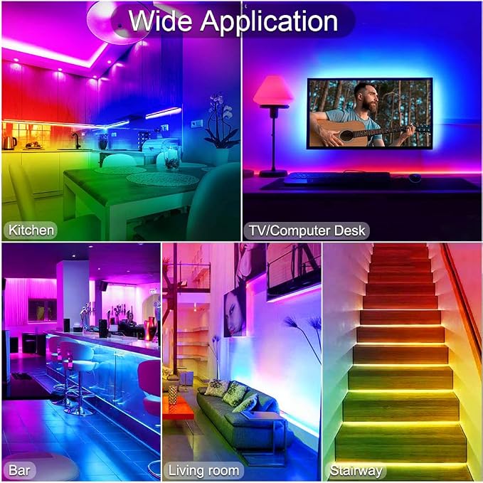 RGB Smart IC COB Led Strip Light 16.4ft/5M, 24V COB Led Strip 12mm Width, 3600LEDs, Color Chasing Addressable Flexible Led Tape Light for TV Backlight, Room Decor(Without Controller&Adapter)