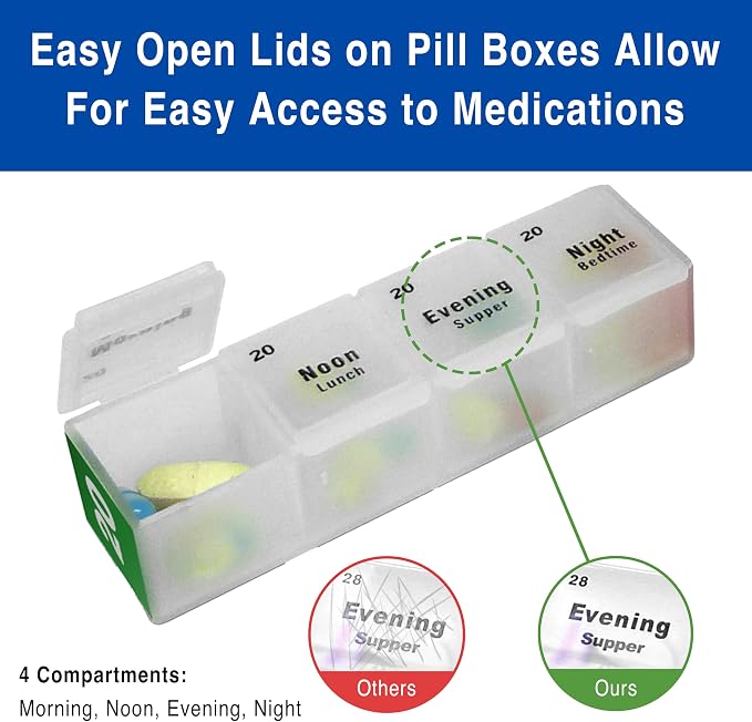Medcenter Monthly Pill Box Organizer HSA/FSA, 4 Times a Day, Large 31 Daily Pill Cases with Compartments for Vitamins, Supplements, Medication, 31 Day Pill Organizer