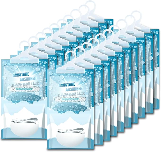 Moisture Absorbers 20 Pack - Fragrance Free Humidity Absorber High-Efficiency Dehumidifier Bags Portable Moisture Hanging Bags for Closet, Bathroom and Kitchen