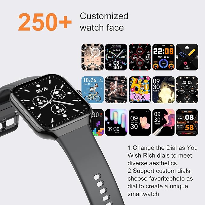 Smart Watch (Answer/Make Call),1.96"HD Smartwatch for Men Women with Heart Rate/Sleep Monitor/Pedometer/Step/Calories, 113+ Sports Fitness Watch, IP68 Waterproof Activity Tracker for Android iOS