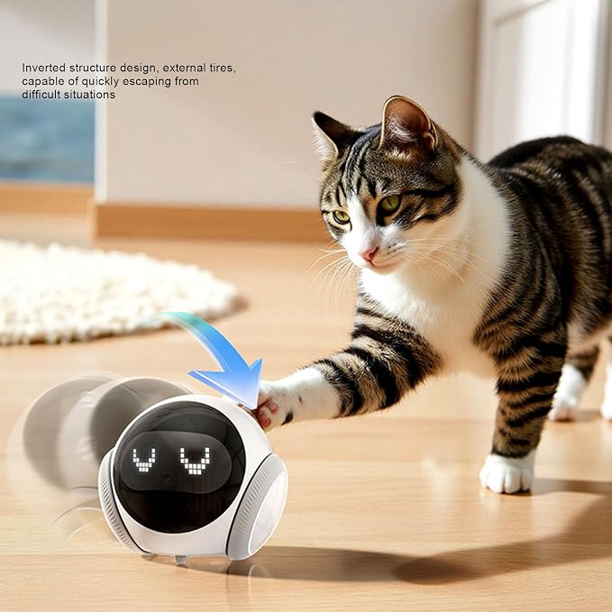 Fockety Smart Pet Camera, 1080P HD Movable Robot with 360 Rotation 2 Way Audio Motion Detection Auto Recharge, for Cats Dogs Baby Elderly Home Security Monitoring