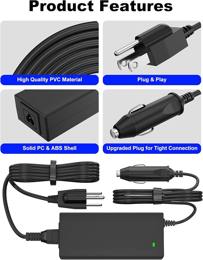 WUKUR 12V Power Supply Adapter for GMG Green Mountain Grill Jim Bowie, Daniel Boone, Davy Crockett Prime/Prime Plus Grill, P-1001 P-1266 Green Mountain Grill Power Cord Replacement for Ledge Peak Trek