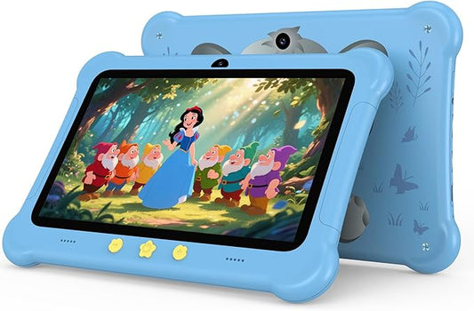 Kids Tablet, 7 inch Android Tablets for Kids 12+, 6GB+32GB (512GB expand) Learning Tablet with SIM Card Slot & Case, WIFI, Parental Control, Eye Protection, Dual Camera, 3G/2G Cellular Network, Blue
