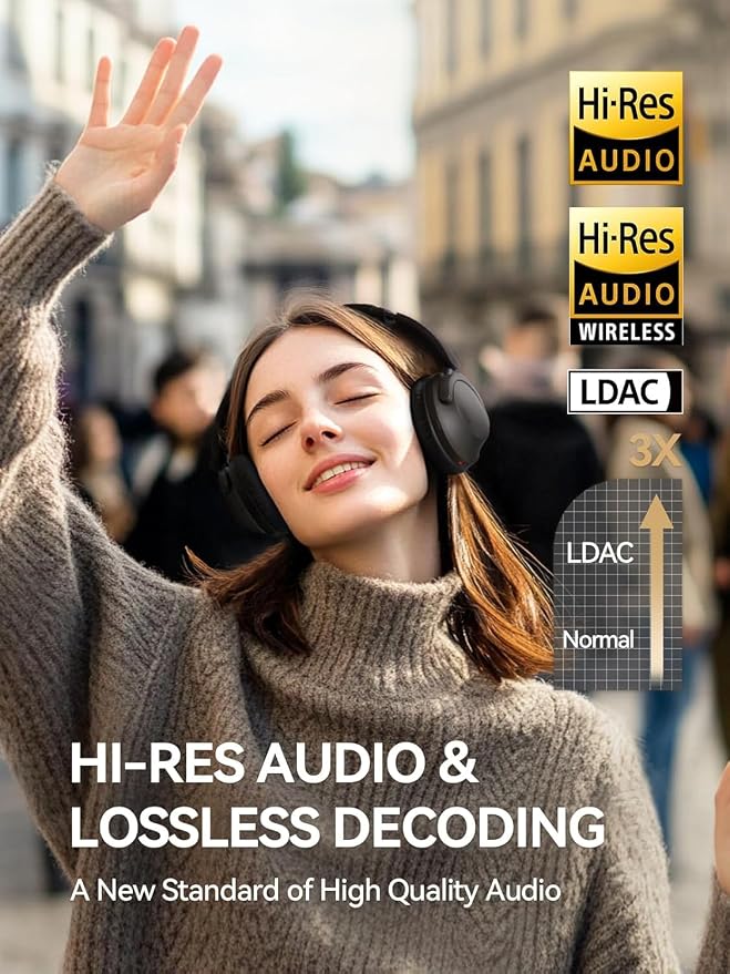 1MORE SonoFlow-Pro Noise Cancelling Headphones - HQ51 Over Ear Bluetooth Headphones with LDAC for Hi-Res Wireless Audio,100H Playtime, Bluetooth 5.4, QuietMax ANC, Comfortable Fit (Matte Gray)