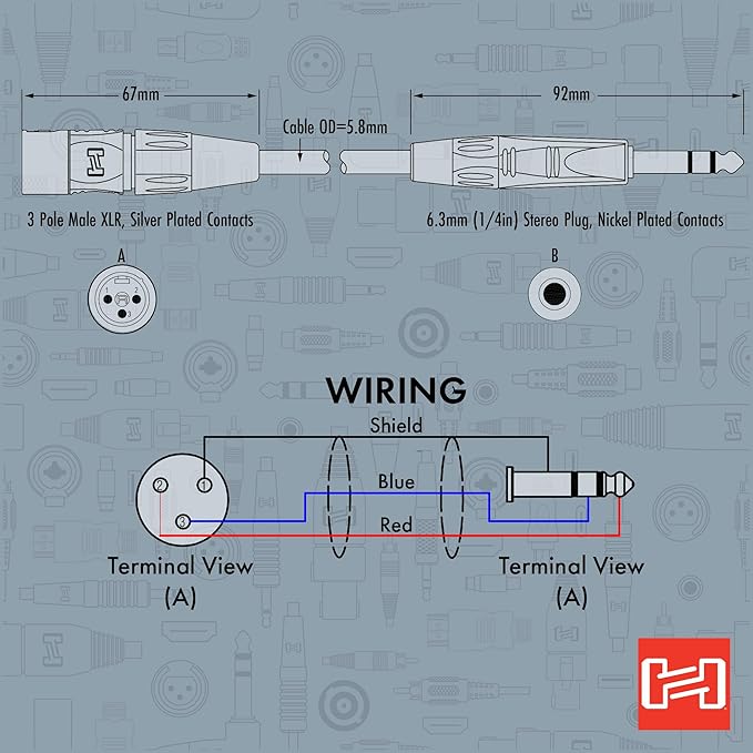 Hosa HXS-030 Pro Balanced Interconnect, REAN XLR3F to 1/4 Inches TRS, 30 Feet