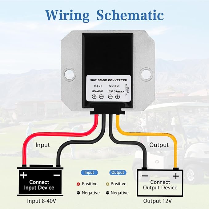 ELFCULB 8V–40V to 12V DC Buck Boost Converter, Voltage Regulator for 12V Devices, 3A 36W / 10A 120W, for Truck, Golf Cart, Solar