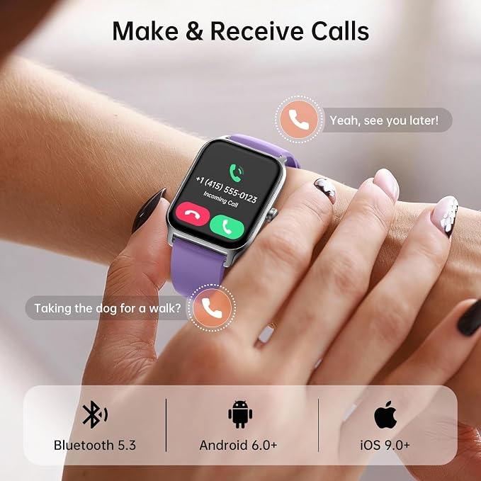 Tensky Smart Watch for Women/Men, 1.85'' HD Activity Smartwatch for iPhone/Android/Samsung, 100+ Sport Modes Fitness Tracker (Answer/Make Call), Alexa Built-in,Sleep/Heart Rate/SpO2 Monitor/Waterproof