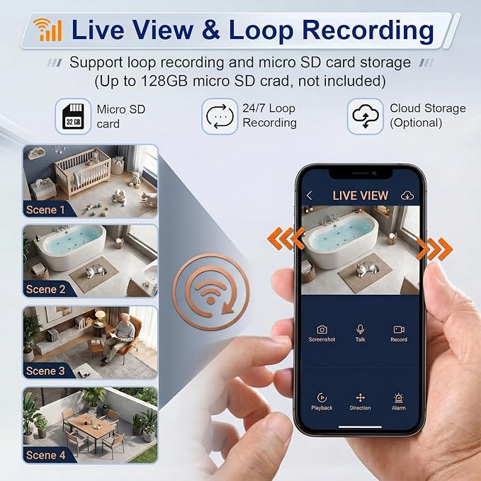 Hidden Spy Smoke Detector Camera, Indoor Wireless Nanny Cam | Hd 1080p, Motion Detection, Loop Recording, Wifi Connectionl, Night vision function, Visible Ceiling Mount For Home/Office
