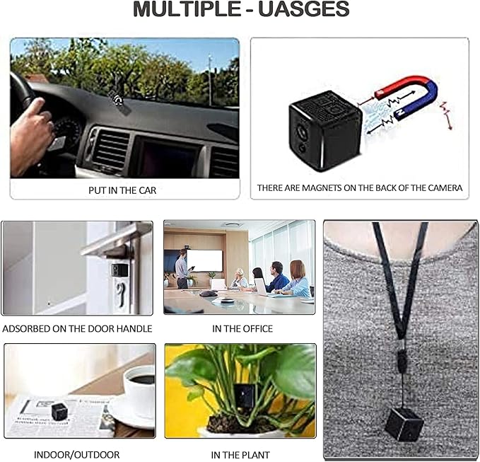 HD 1080P Portable Small Nanny Cam with Night Vision,Wireless Mini Camera Body Cam Surveillance Cameras for Home Security Indoor/Outdoor Small Security Camera No WiFi Needed