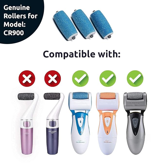 Own Harmony Electric Callus Remover and 6 Rollers Bundle: Professional Pedicure Tools Foot Care for Women, Rechargeable Foot Scrubber, Electronic Feet File Pedi Sander Best for Cracked Dry Dead Skin