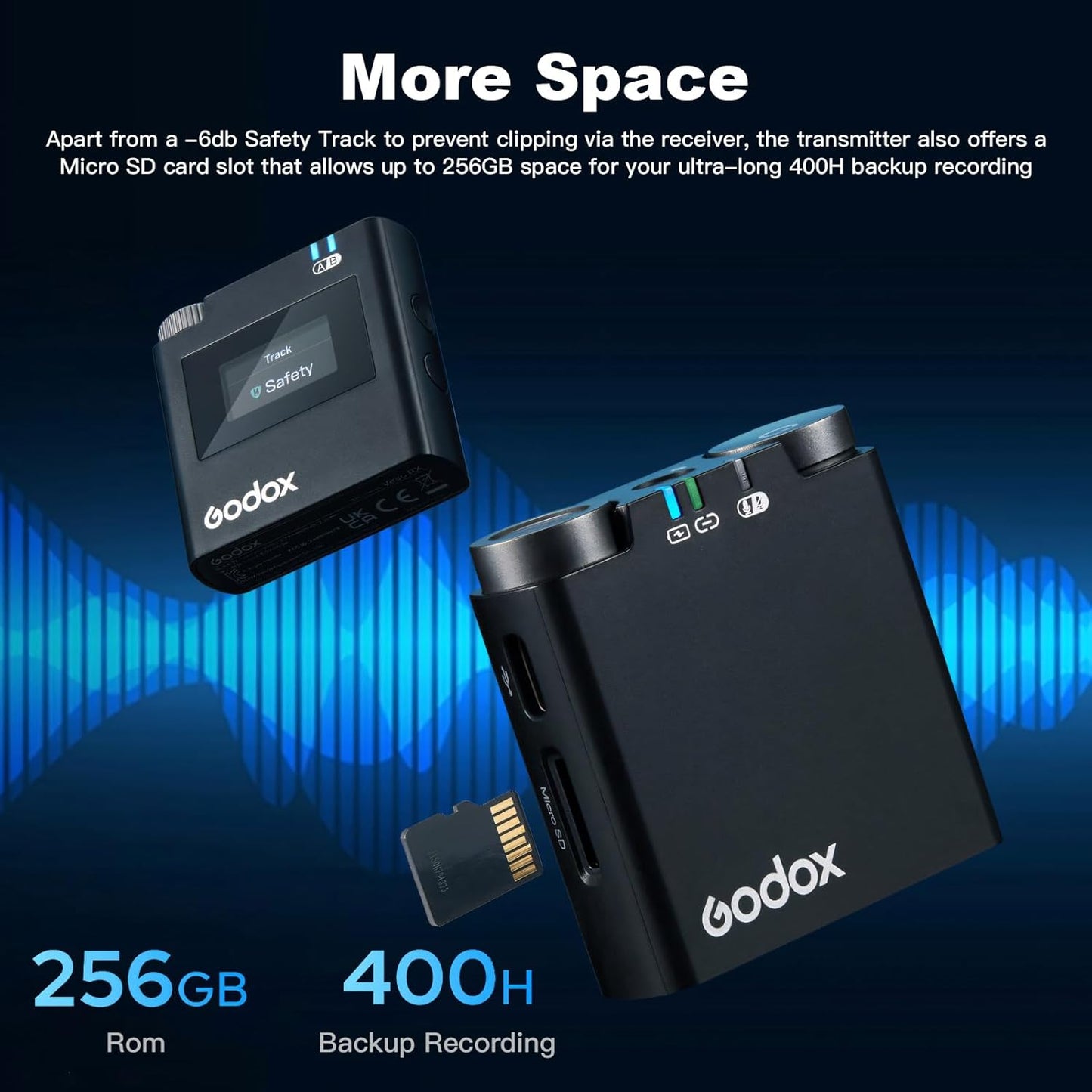 GODOX 【2025 Latest Model】 Virso S M2 Wireless Lavalier Microphone System, Mic Kit for Sony Camera with Sony Hot Shoe,2.4GHz Dual Channel Screen Rotation Noise Cancelling for Interview,Beginners