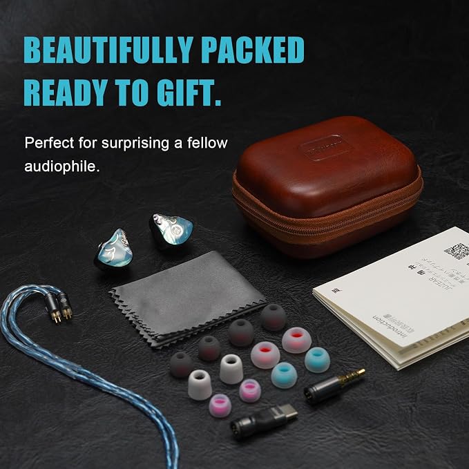 HiFiGo Juzear Defiant Gamefidelity Edition Gaming IEMs, 1DD+3BA Hybrid Driver Wired Earbuds, Noise Isolating in‑Ear Monitors with HD Mic, Swappable 3.5mm/USB‑C for PC/PS5/Switch/Mobile (Blue)