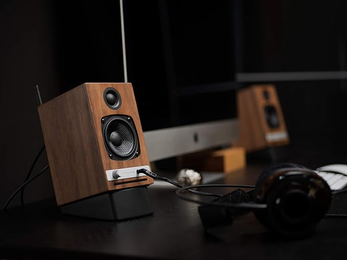 Audioengine DS1 Angled Desktop Speaker Stands – Isolation Speaker Stands for Computer Speakers and Bookshelf Speakers - Black