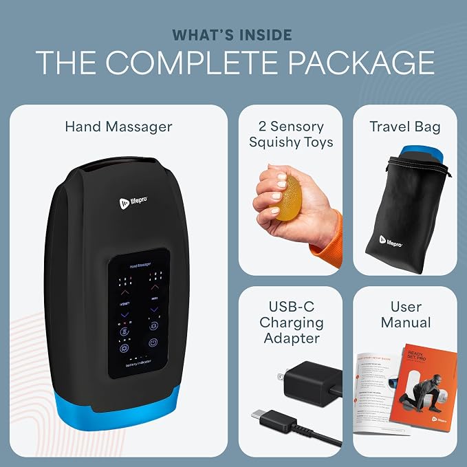 Lifepro Legra Hand Massager with Heat and Compression — Cordless Electric Hand and Wrist Massager with Multi Modes — Finger Palm Pressure Point Therapy for Arthritis and Carpal Tunnel